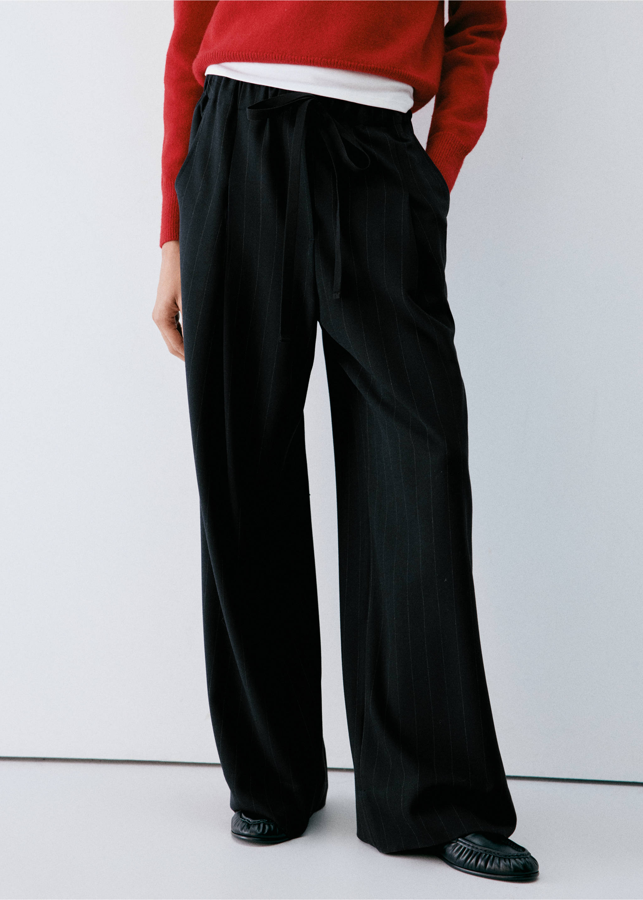 Drawstring straight trousers - Medium plane, Navy. Ref: 37057941-00.