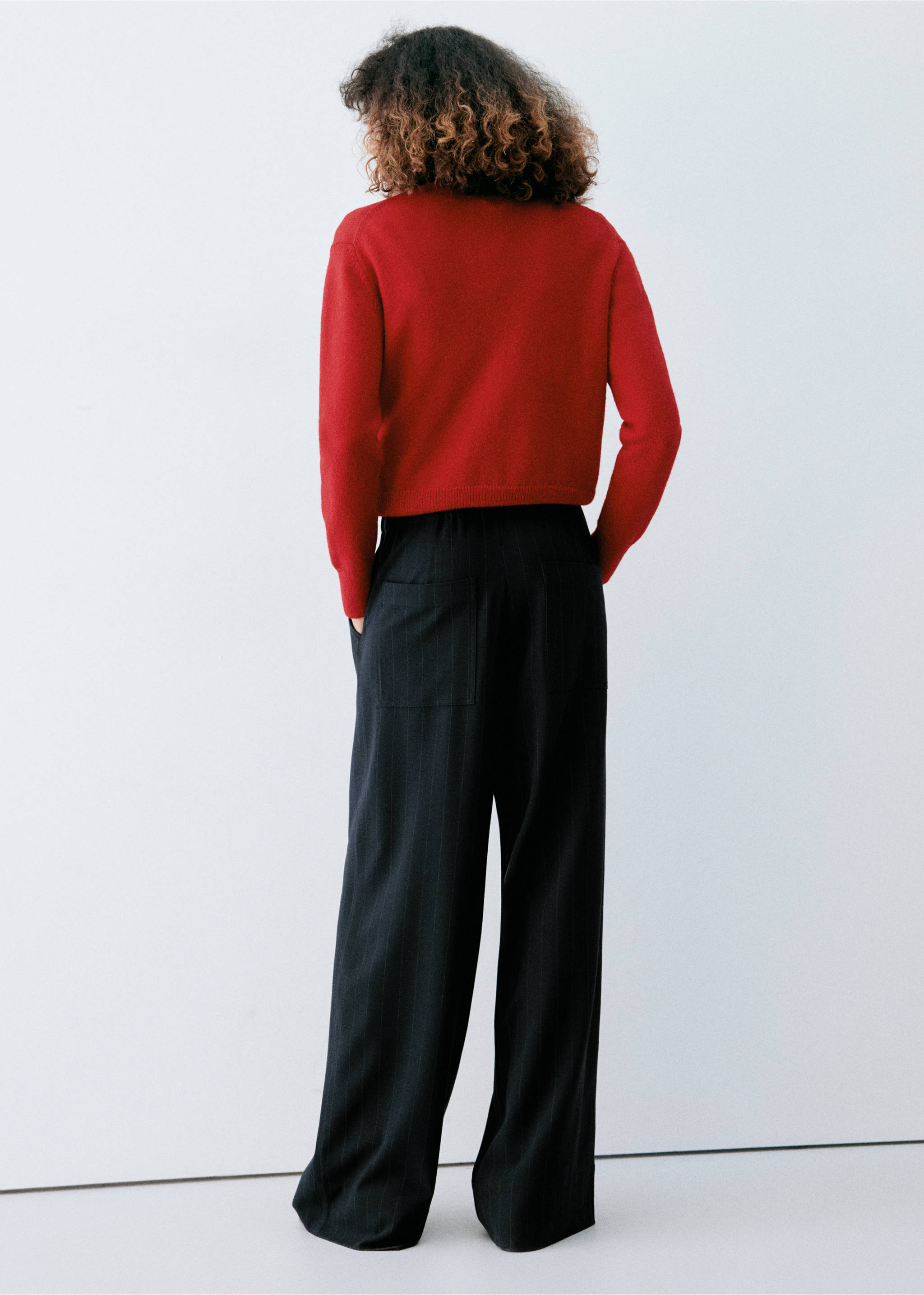Drawstring straight trousers - Reverse of the article, Navy. Ref: 37057941-00.