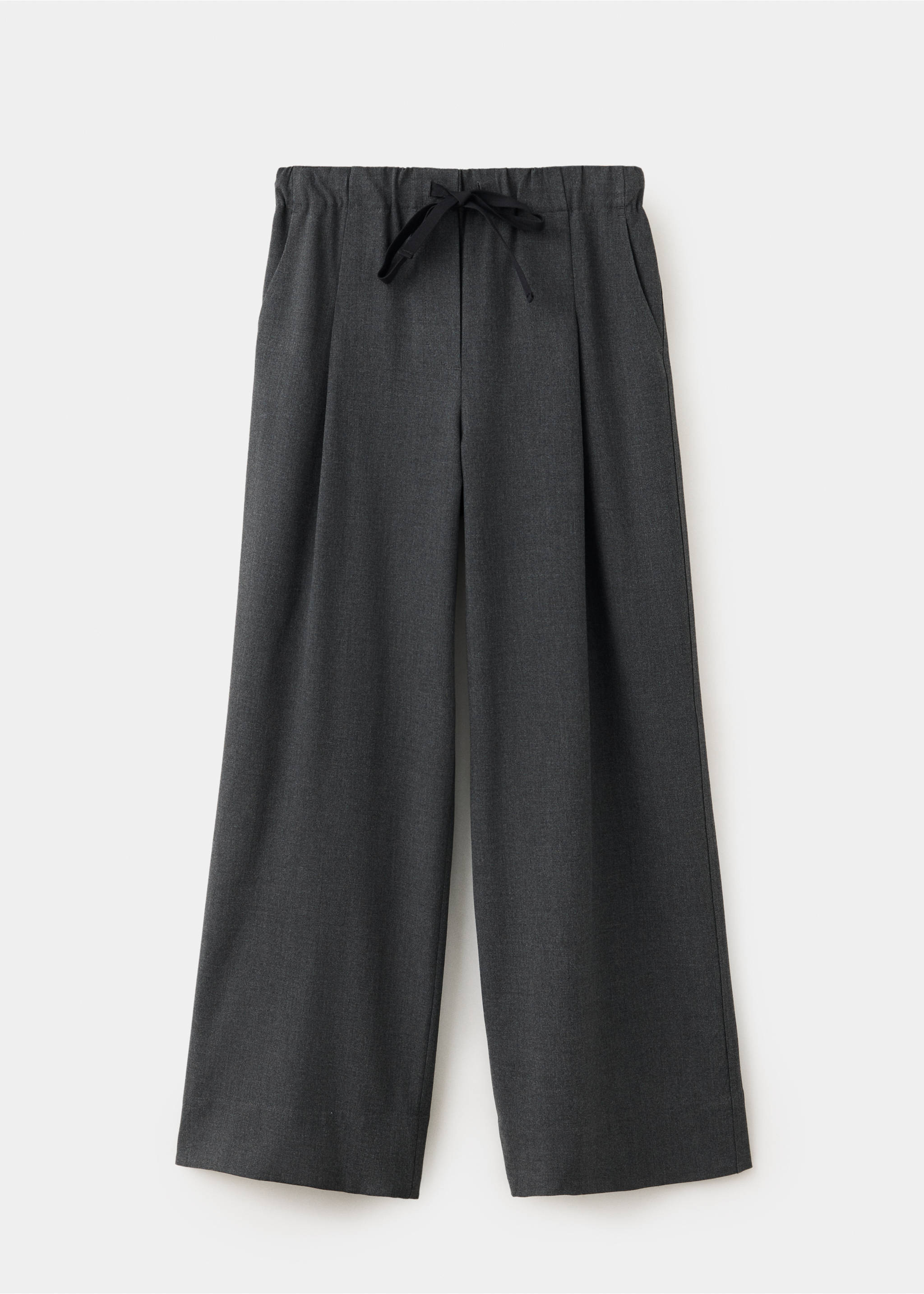 Dark grey wide-leg trousers with an elasticated waistband and black drawstring., Grey. Ref: 37057941-00.