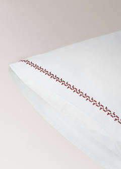 Two cotton pillowcases with embroidered detailing, 60 x 60 cm — Red 2