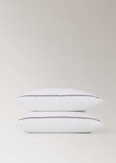 Two cotton pillowcases with embroidered detailing, 60 x 60 cm — Red 3