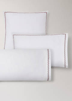 Two cotton pillowcases with embroidered detailing, 60 x 60 cm — Red 4