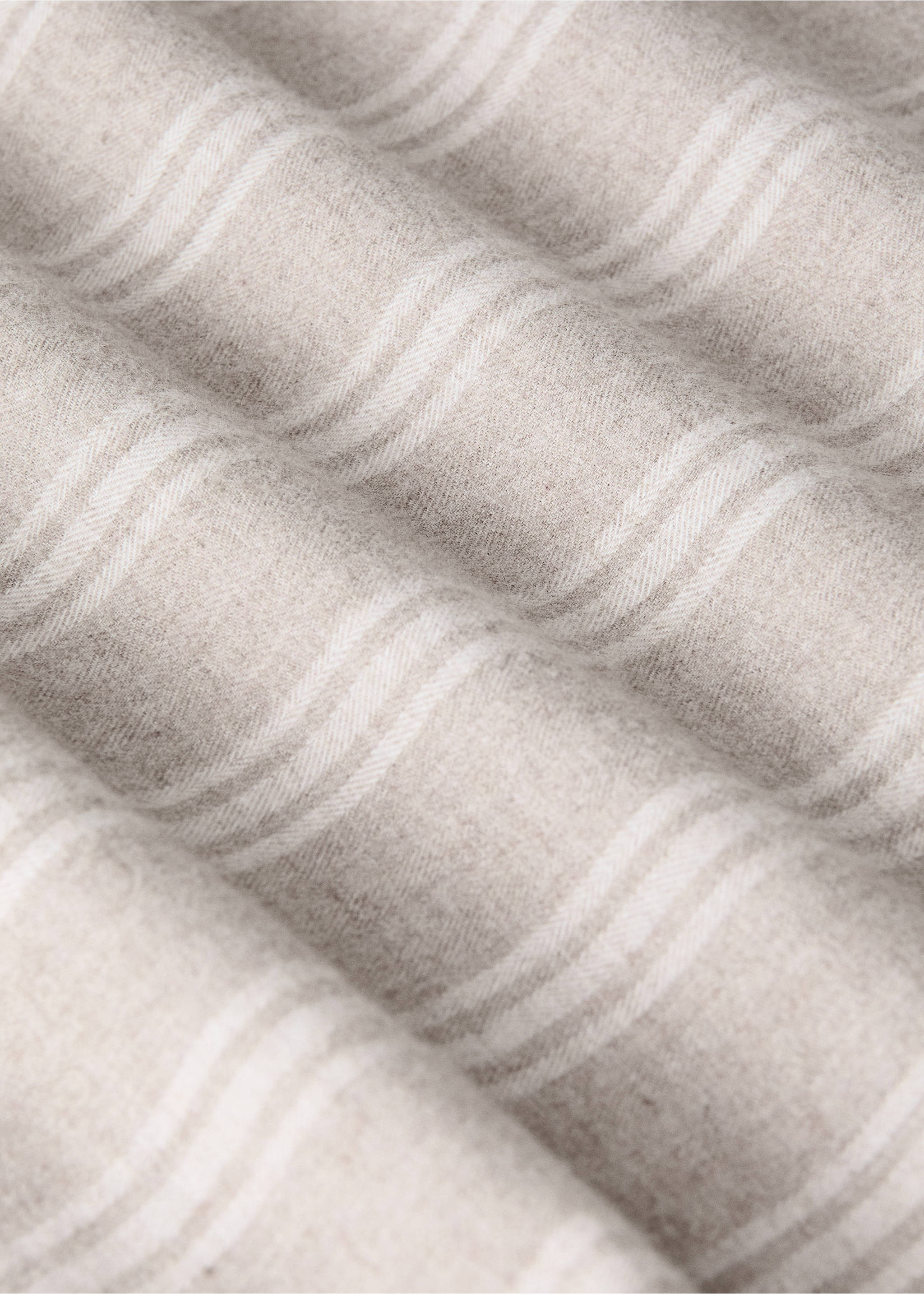Close-up of a beige textured duvet cover with white stripe detail., Beige. Ref: 37058266-00.