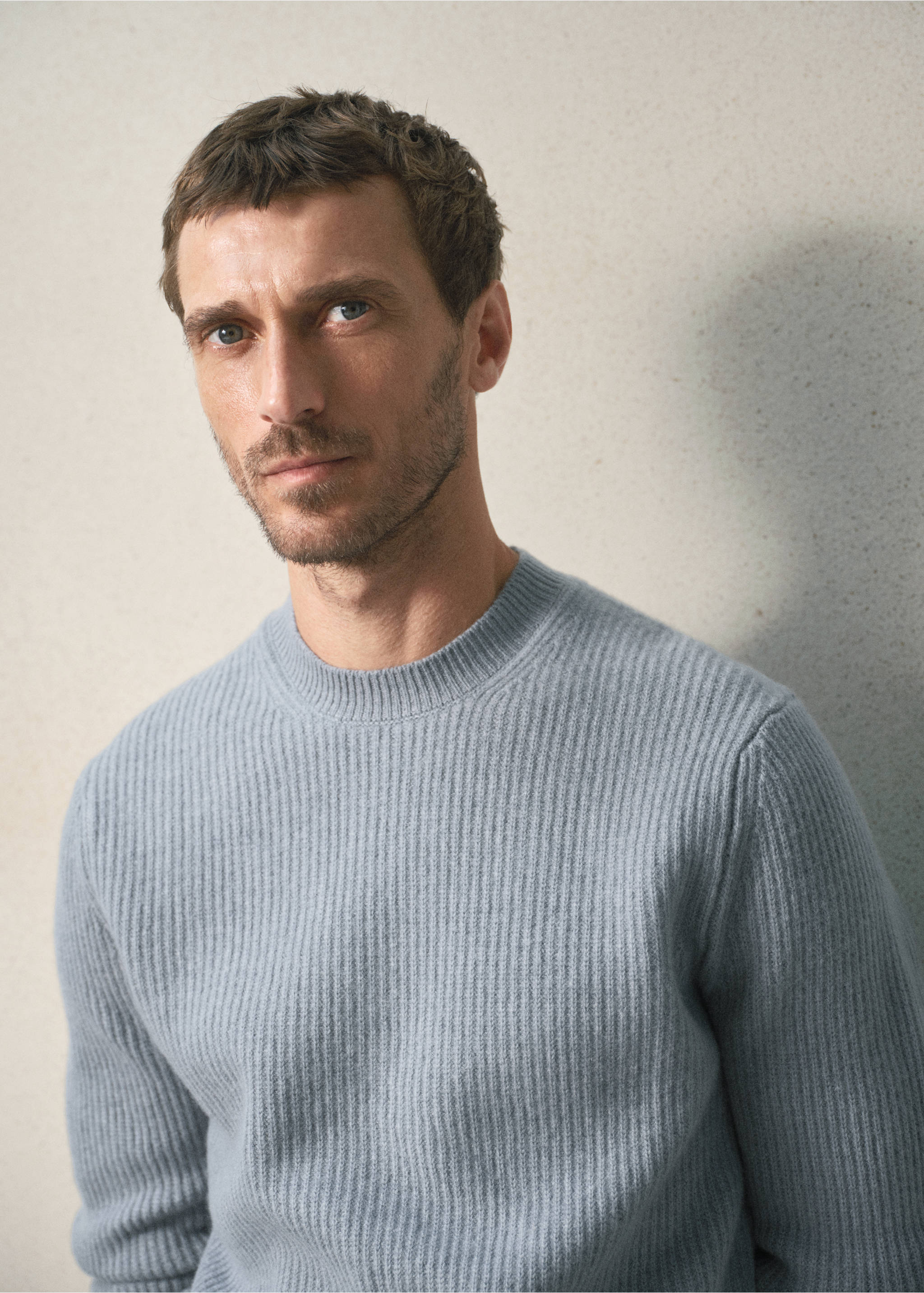 Ribbed wool and cashmere jumper - Details of the article 1, Sky Blue. Ref: 37058274-00.