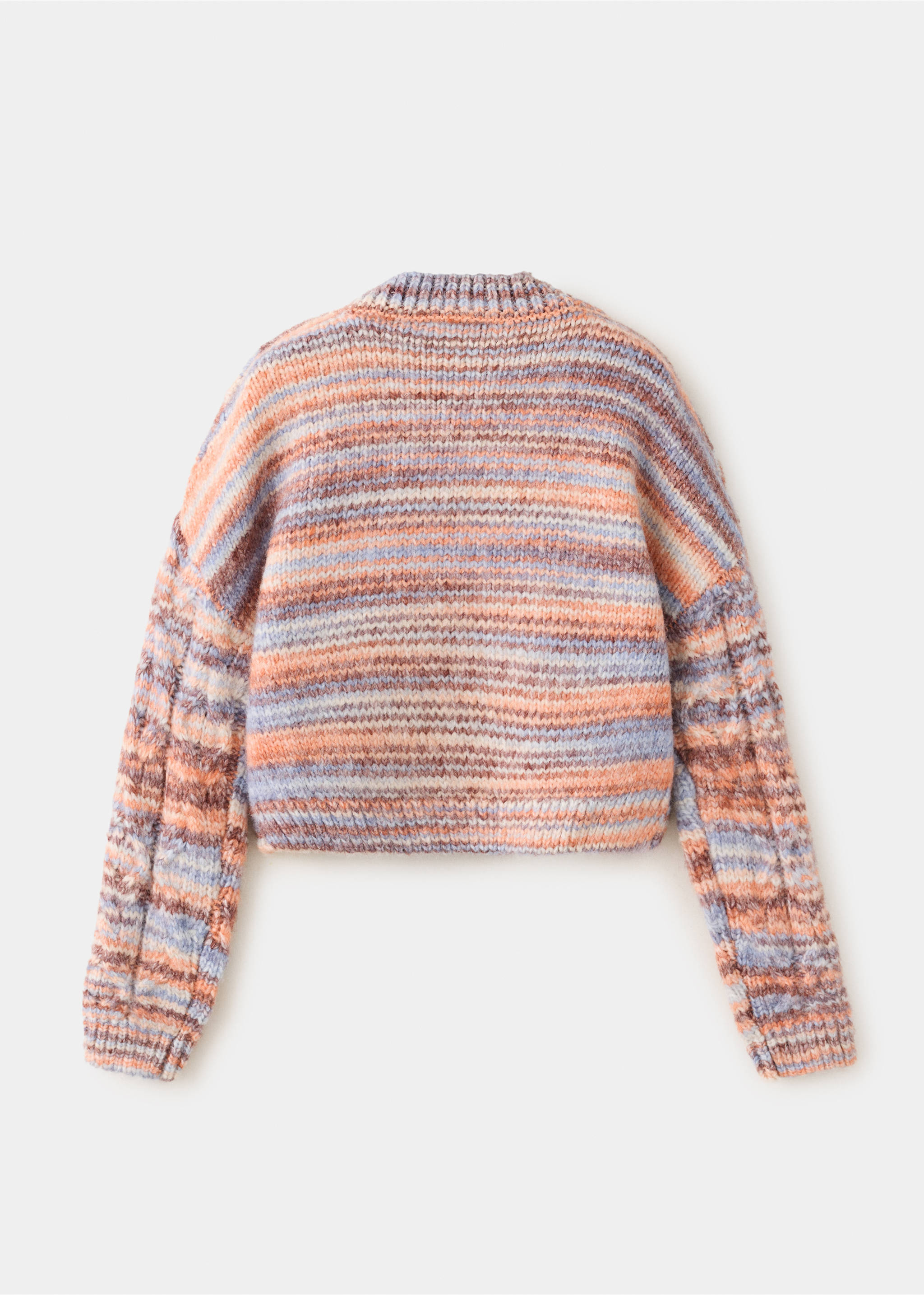 Multicoloured striped knit jersey sweater, back view., Pastel Orange. Ref: 37058277-00.
