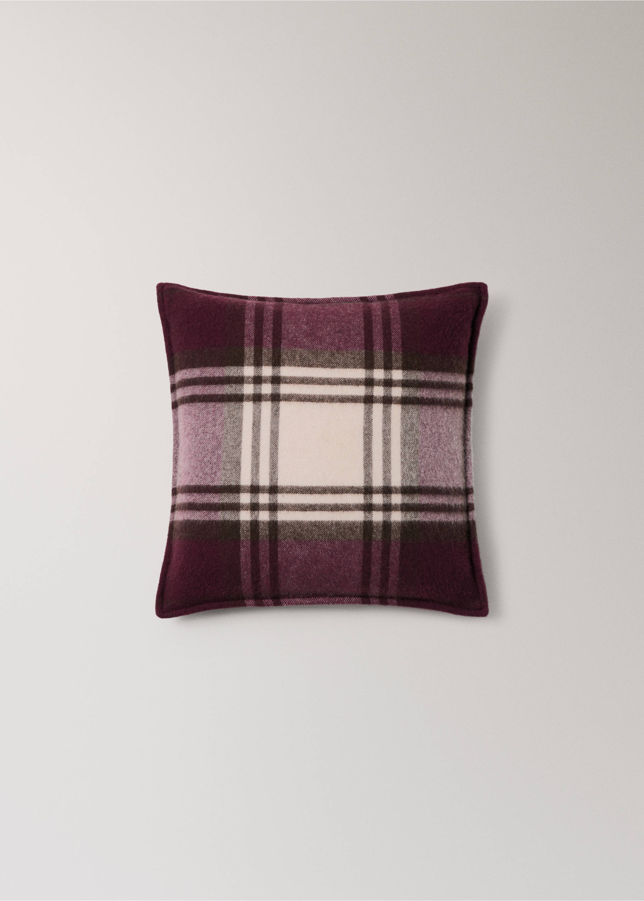 Plum purple and lilac plaid cushion cover., Red. Ref: 37058280-00.
