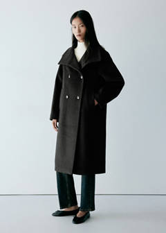 Wool blend coat with funnel neck — Dark Heather Grey 2