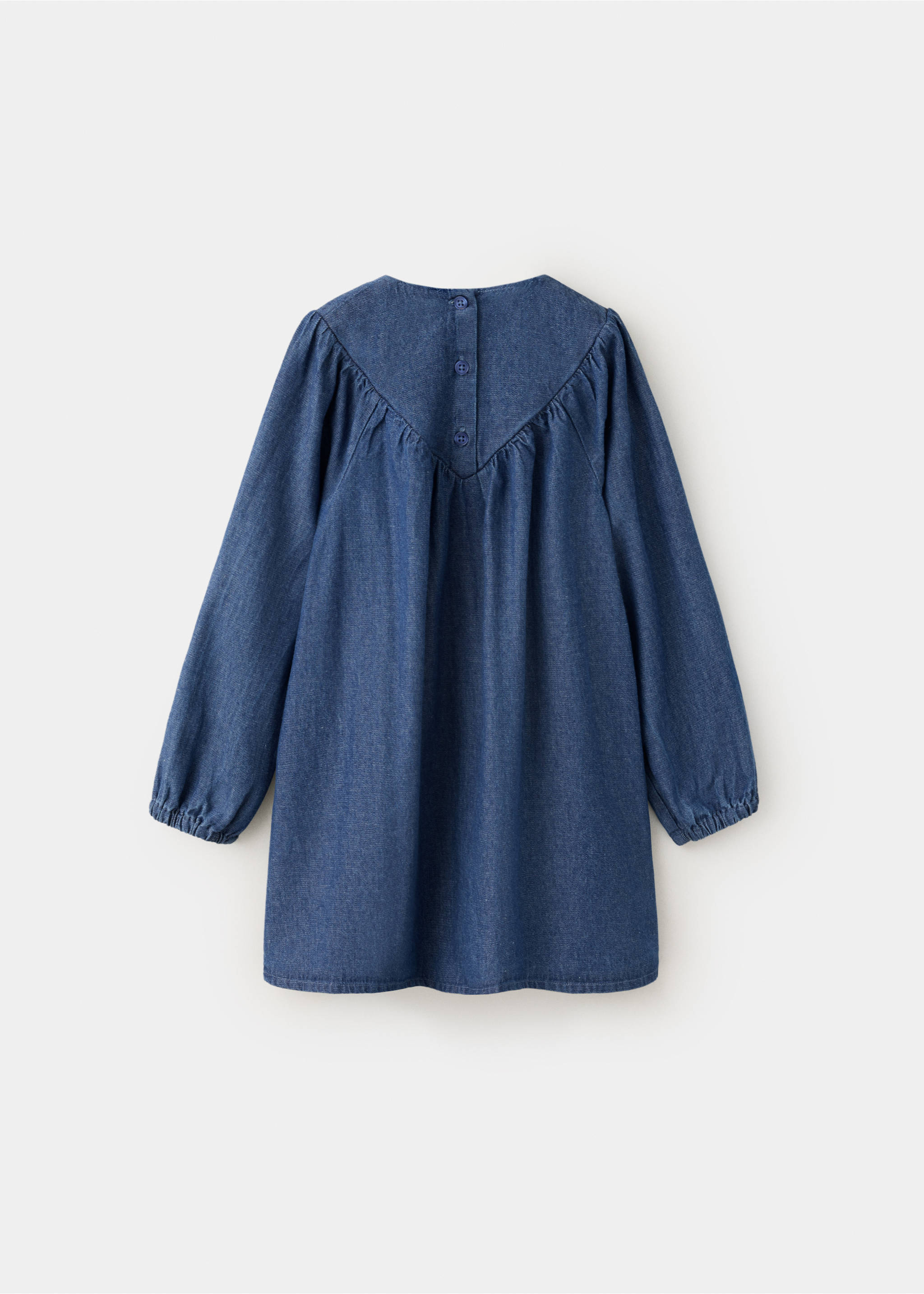 Robe en denim froncée - Verso de l’article, Bleu moyen. Ref: 37058285-00.