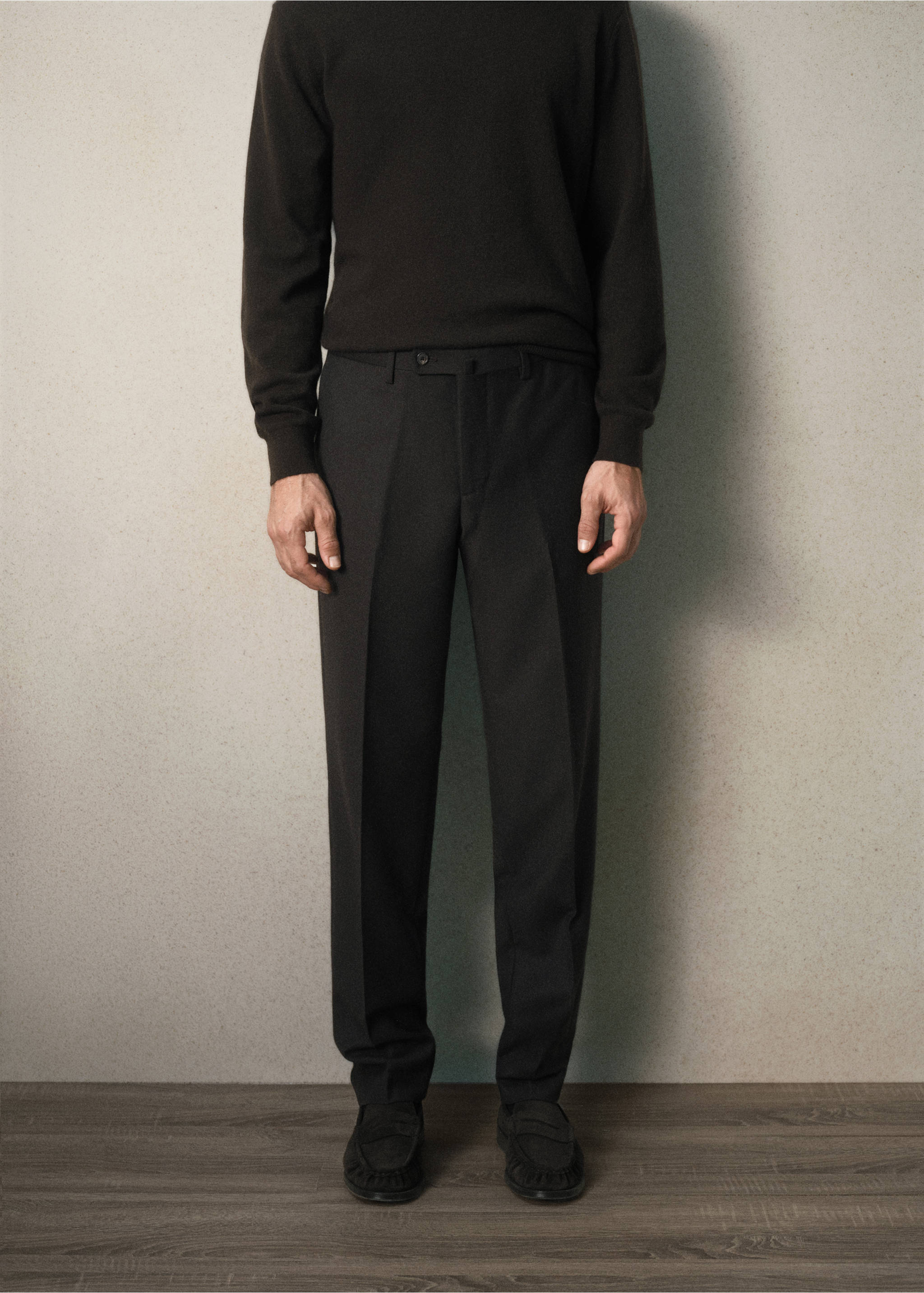 Dark grey trousers with a straight-leg fit and pressed creases., Brown. Ref: 37058630-00.