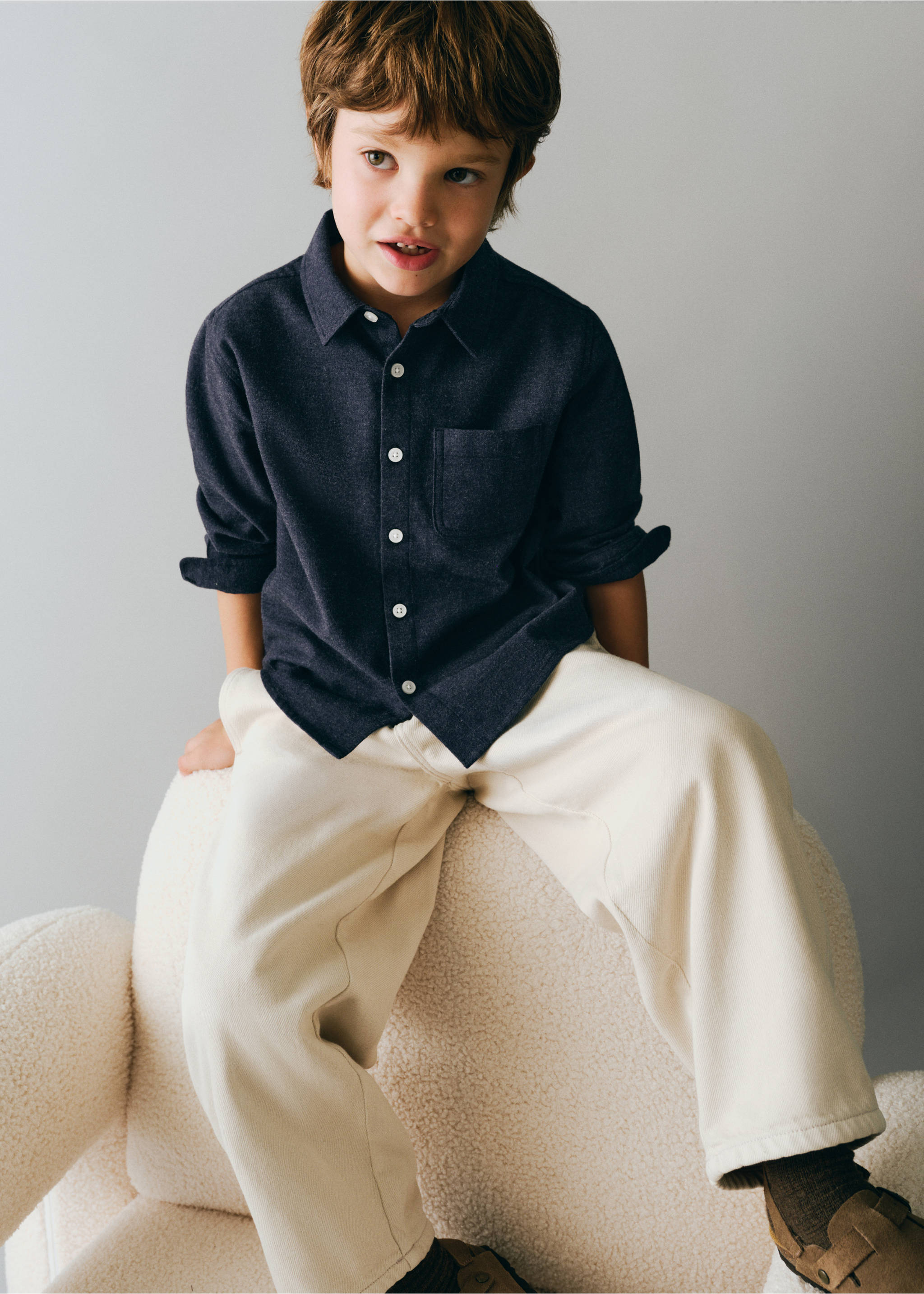 100% cotton shirt - Medium plane, Navy. Ref: 37058631-00.
