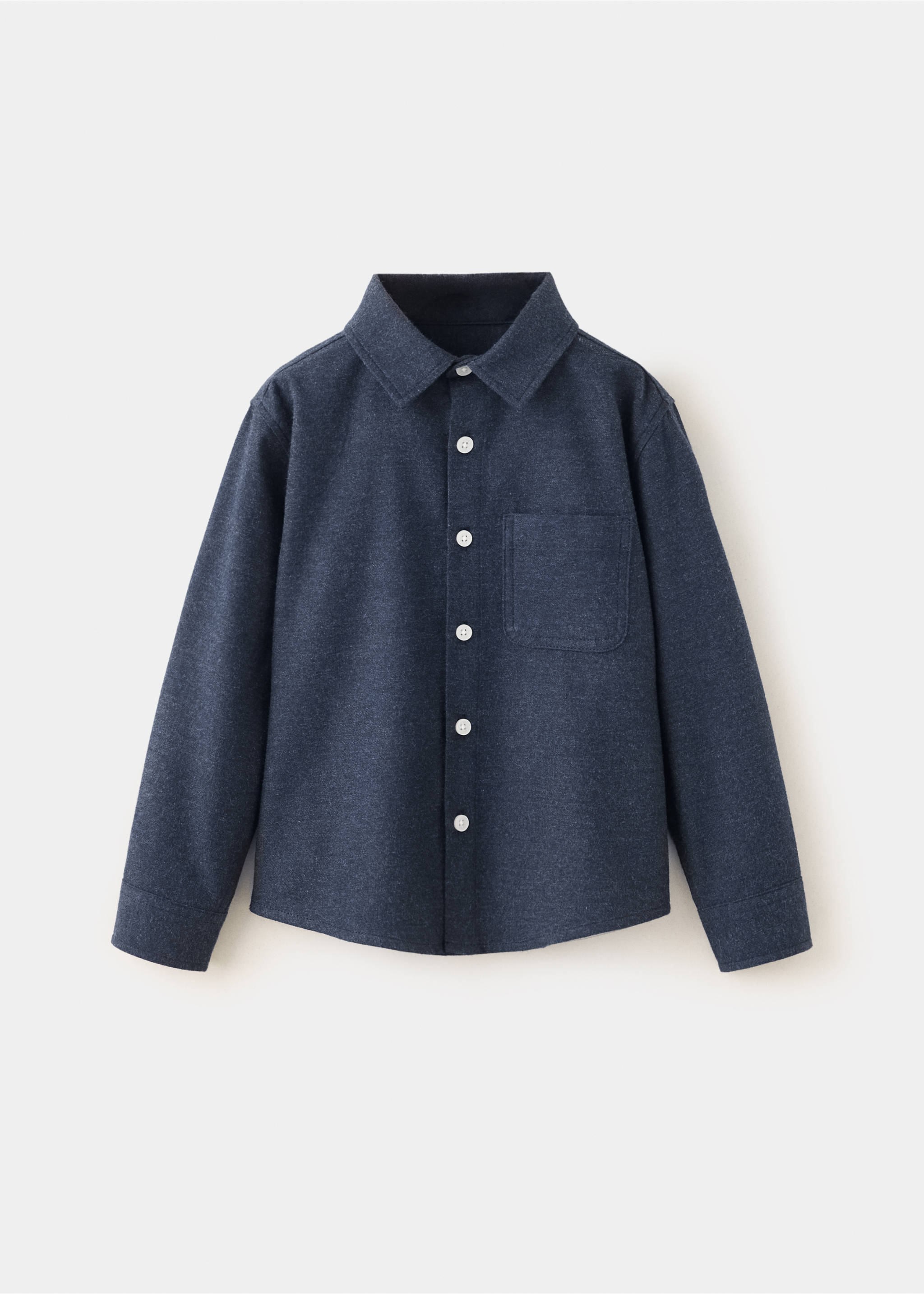 Dark navy blue children's shirt with a collar, button placket and chest pocket., Navy. Ref: 37058631-00.
