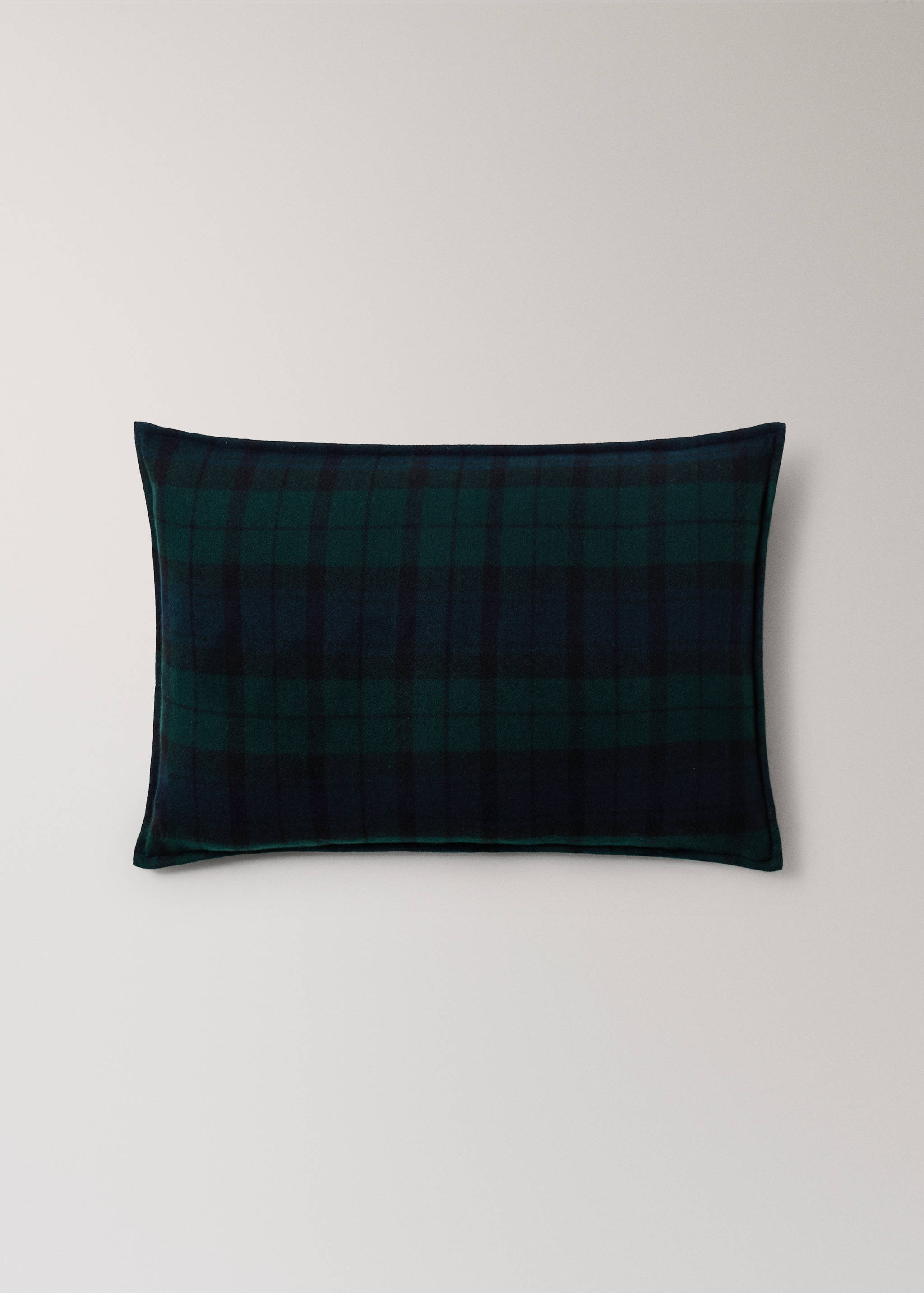 Green and navy blue plaid cushion cover., Blue. Ref: 37058633-00.