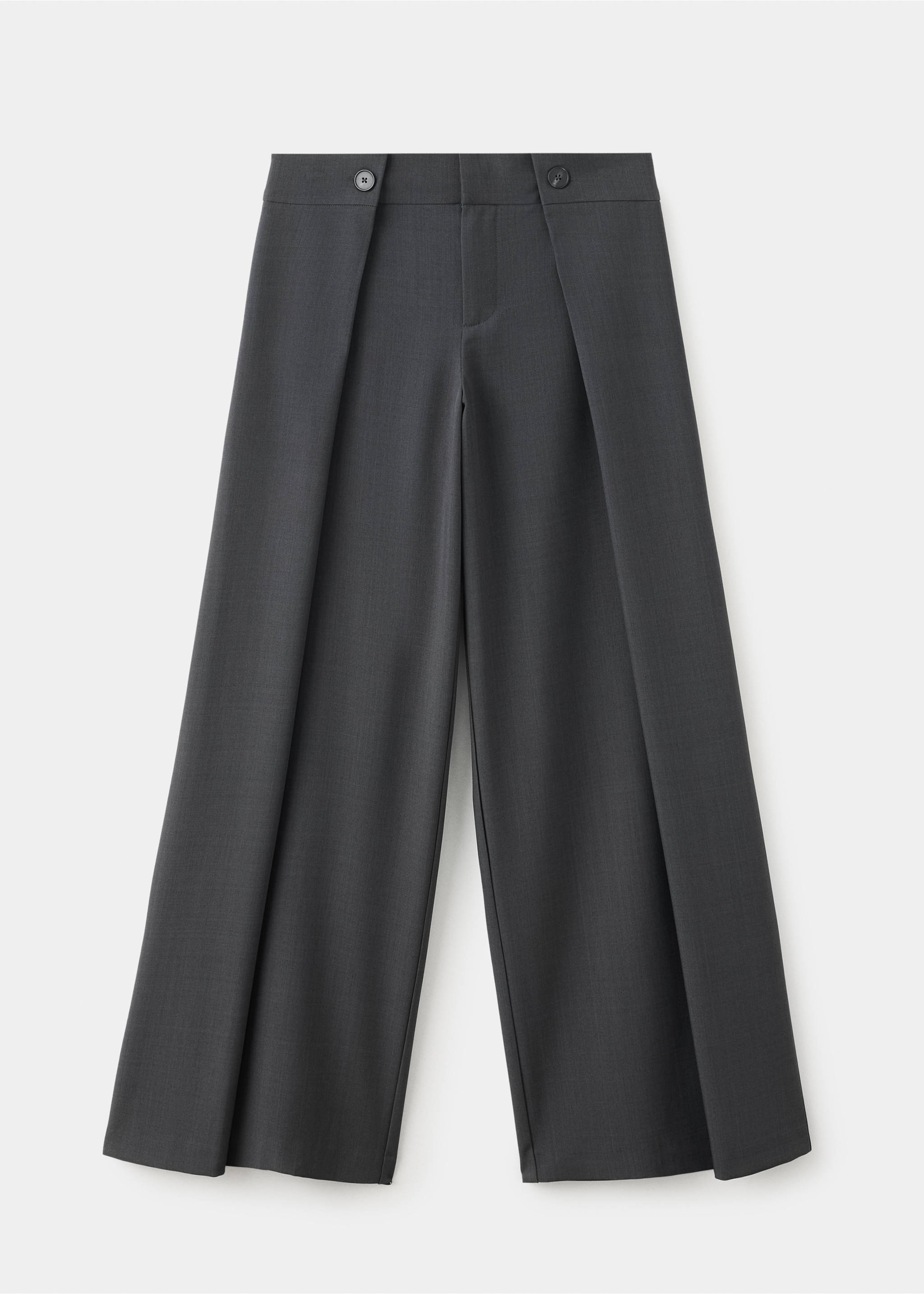 Dark grey straight-leg trousers with structured front pleats., Grey. Ref: 37059117-00.