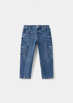 Straight-leg cargo jeans — Dark Blue 1