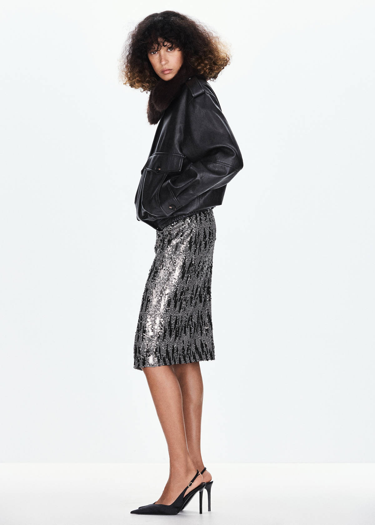 Sequin midi skirt