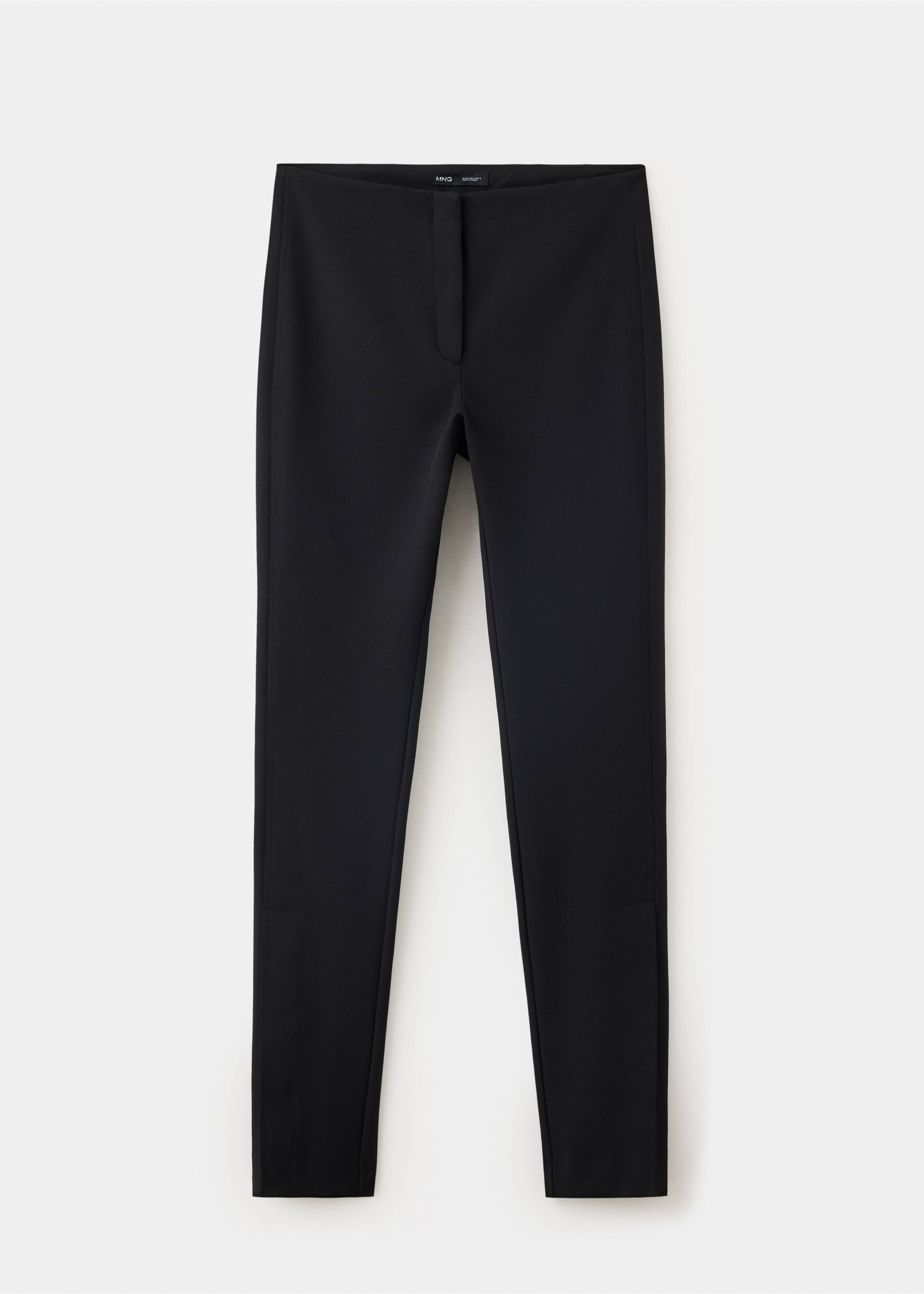 Black fitted trousers with a clean waistband and slim legs in a still-life shot., Black. Ref: 37059128-00.