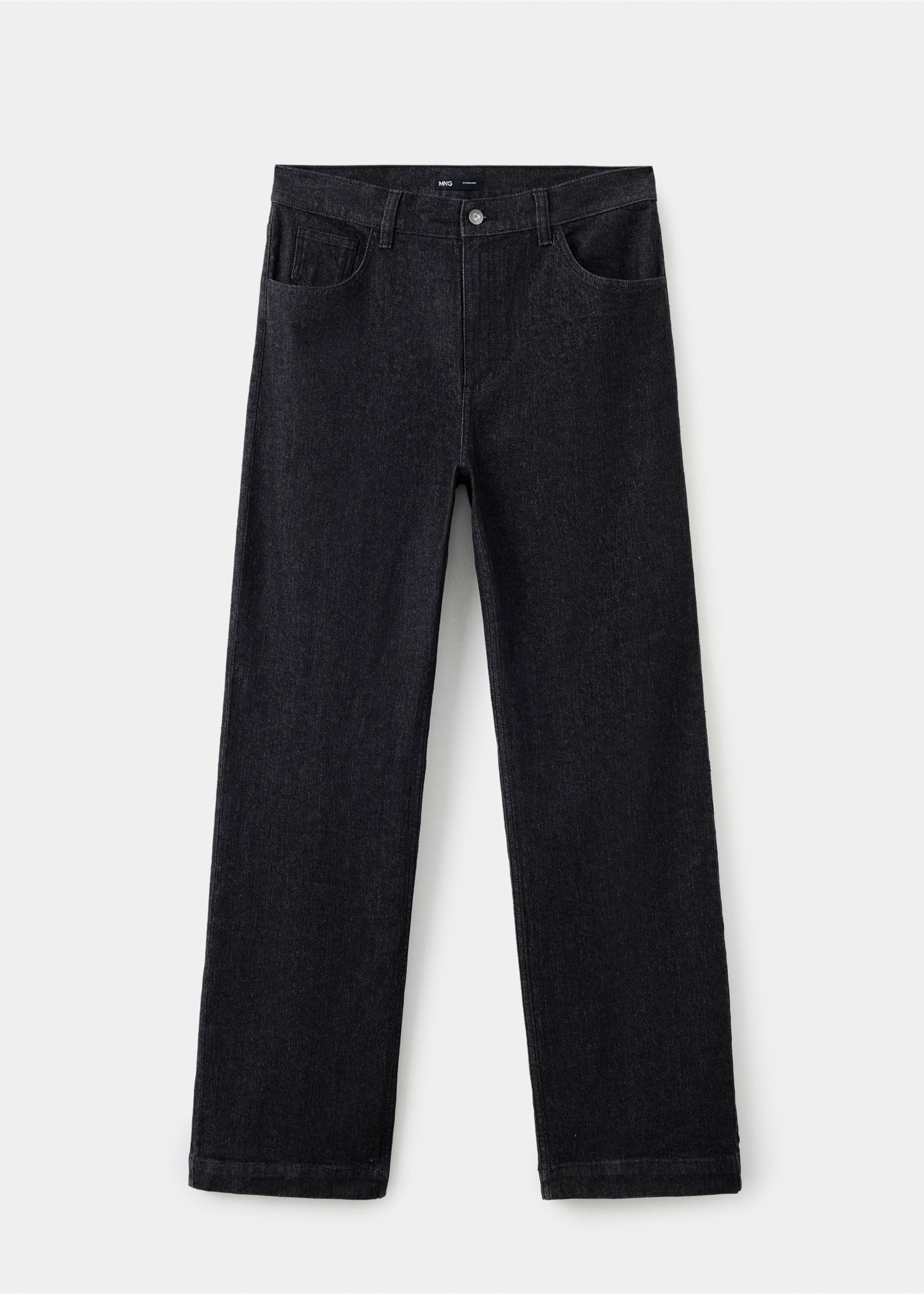 Pantalones vaqueros rectos en gris oscuro con trabillas para cinturón y bolsillos delanteros., Azul. Ref: 37059135-00.
