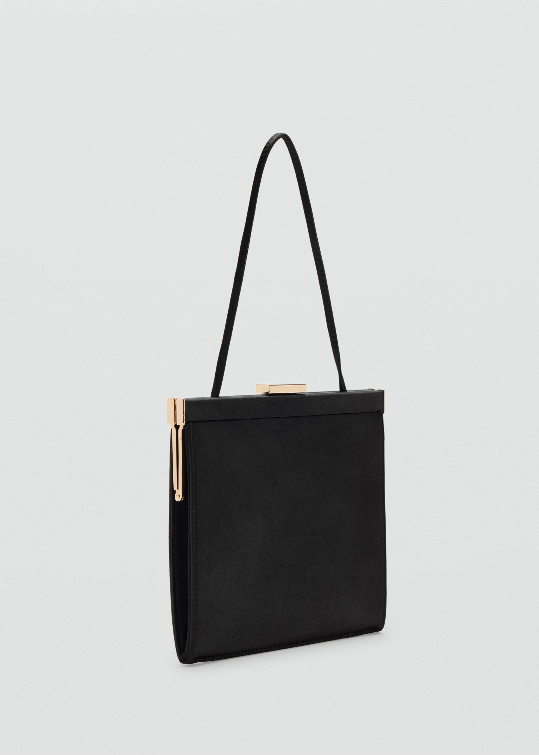 Black structured handbag with metallic gold hardware and thin shoulder strap, Black. Ref: 37059139-00.