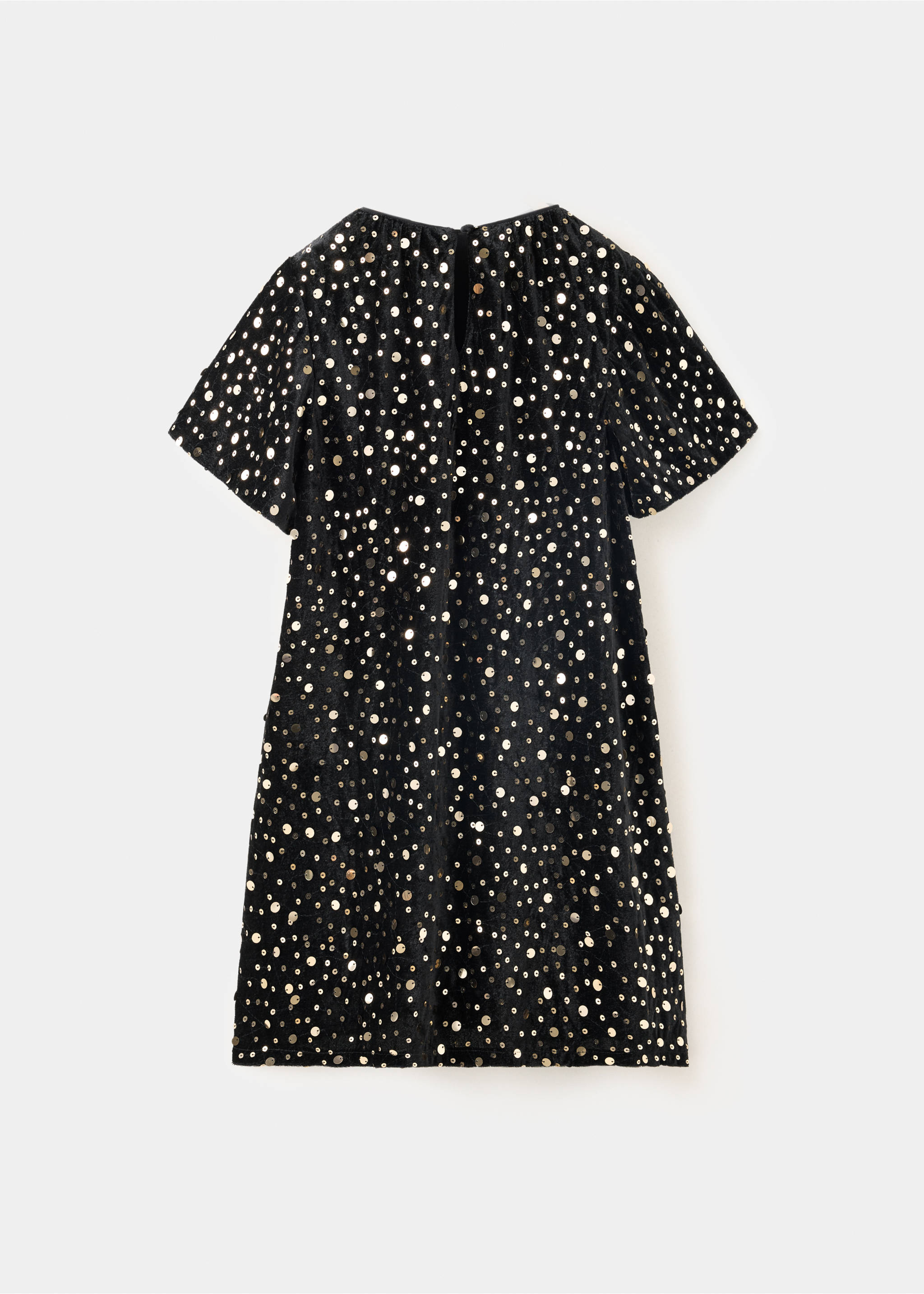 Black sequinned dress shown from the back., Black. Ref: 37059208-00.