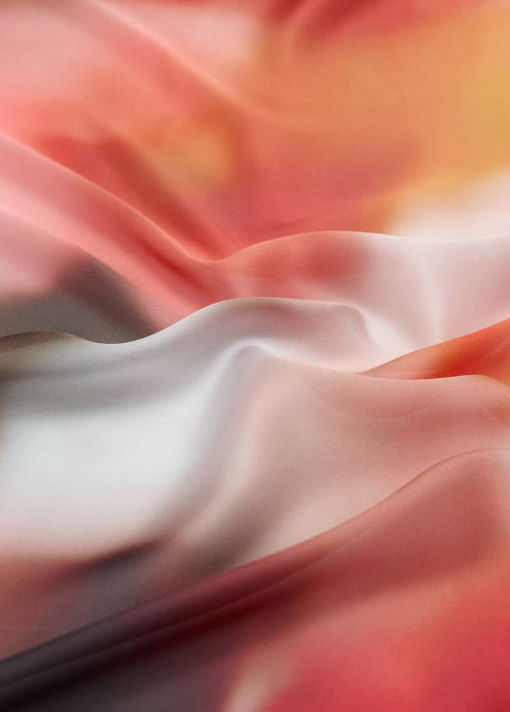 Printed satin scarf — Orange