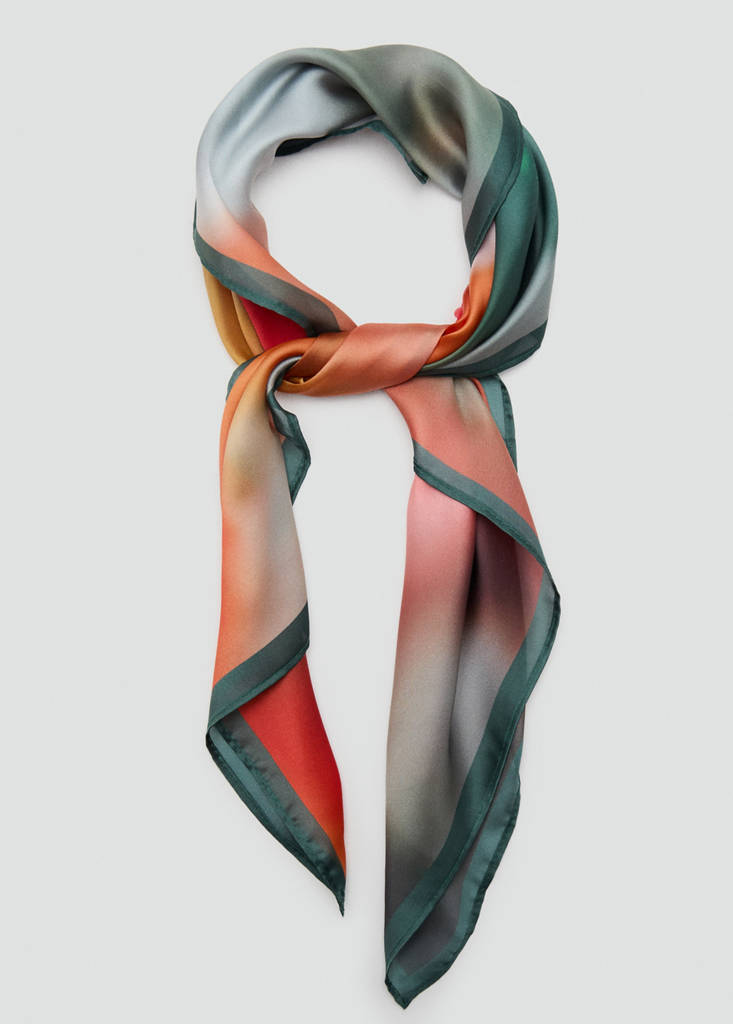 Printed satin scarf — Orange