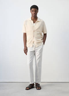 Slim fit cropped linen-cotton trousers — Off White 2