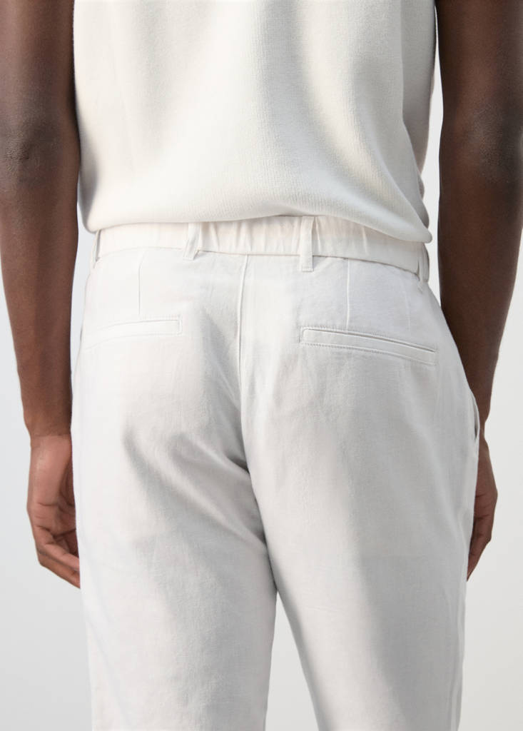 Slim fit cropped linen-cotton trousers — Off White