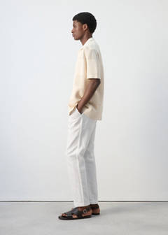Slim fit cropped linen-cotton trousers — Off White 5