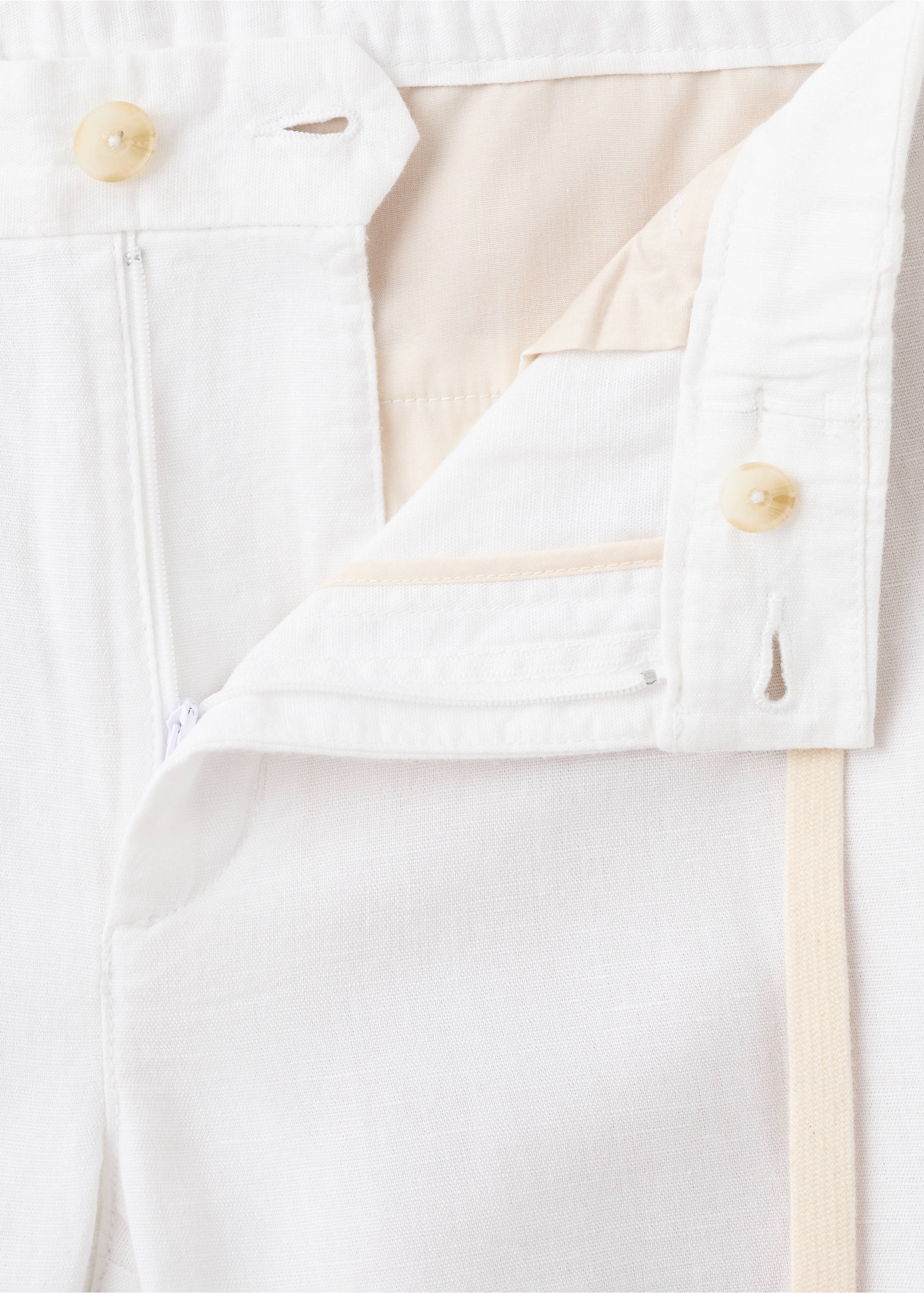 Slim fit cropped linen-cotton trousers - Details of the article 8, Off White. Ref: 37061331-00.