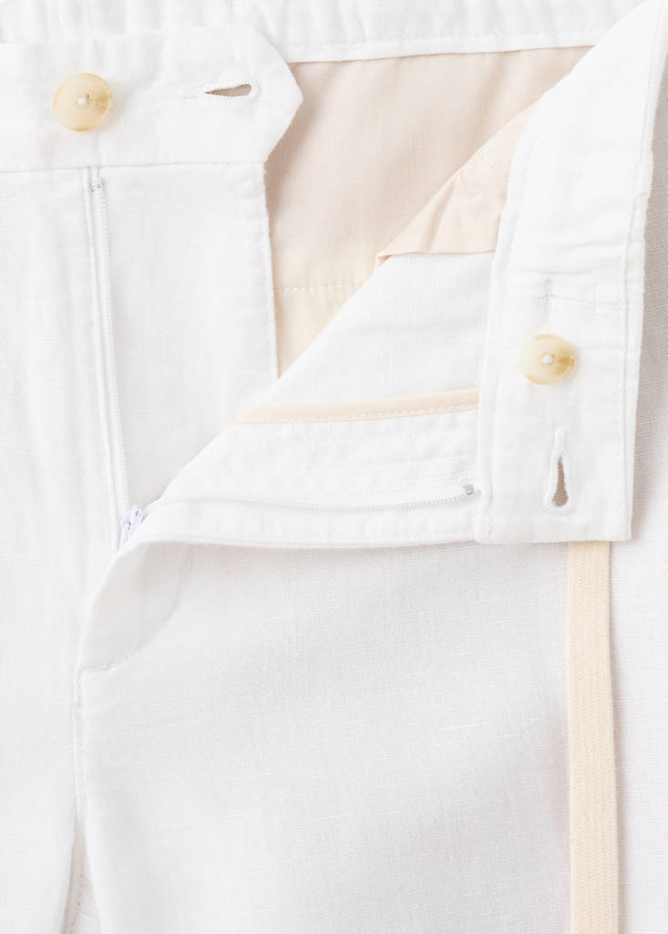 Slim fit cropped linen-cotton trousers — Off White