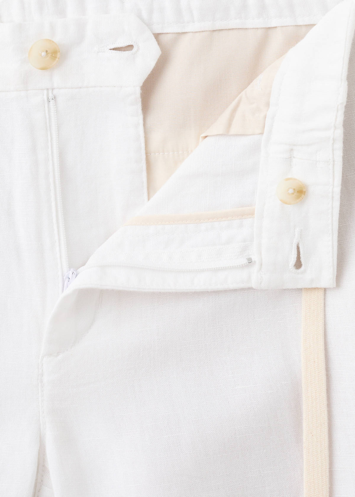 Slim fit cropped linen-cotton trousers — Off White