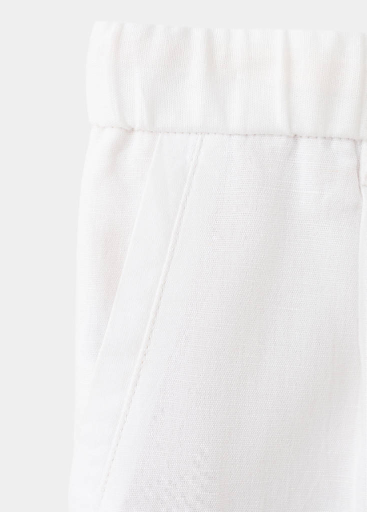 Slim fit cropped linen-cotton trousers — Off White