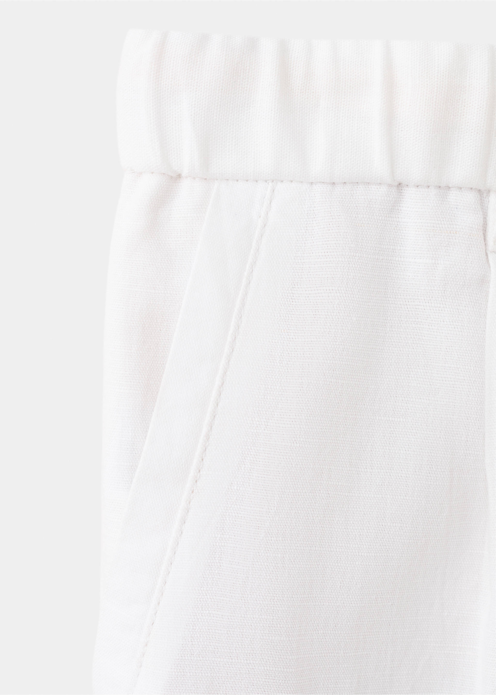 Pantalon en lin et coton coupe slim cropped - Détail de l'article 0, Blanc cassé. Ref: 37061331-00.