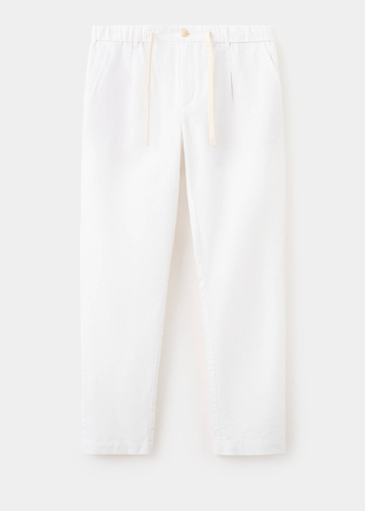 Slim fit cropped linen-cotton trousers — Off White