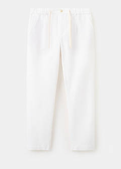 Slim fit cropped linen-cotton trousers — Off White 8