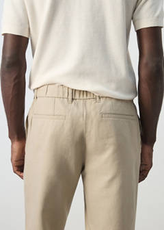 Slim fit cropped linen-cotton trousers — Beige 6