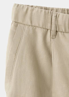 Slim fit cropped linen-cotton trousers — Beige 9
