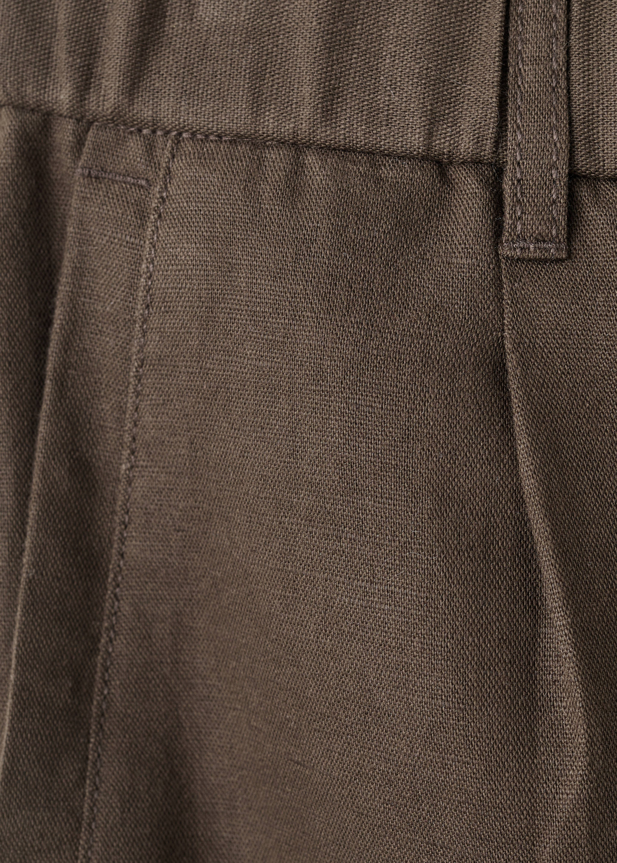 Pantalon en lin et coton coupe slim cropped - Détail de l'article 0