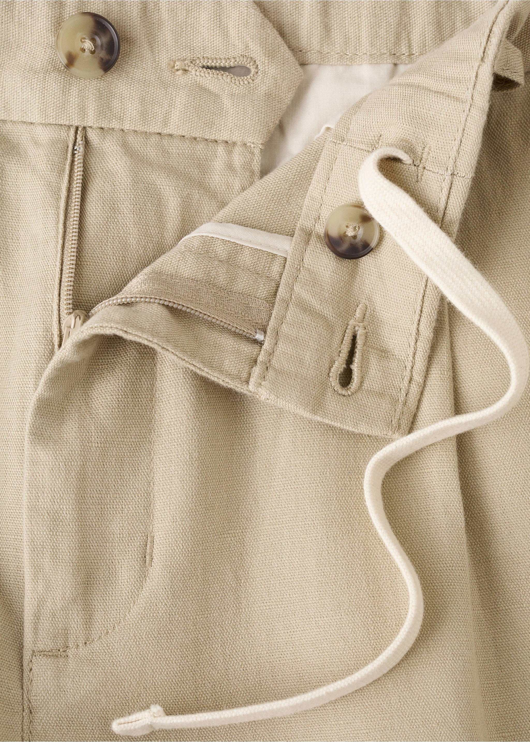 Pantalon en lin et coton coupe slim cropped - Détail de l'article 8, Chocolat. Ref: 37061331-00.