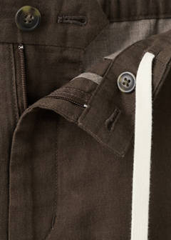 Slim fit cropped linen-cotton trousers — Chocolate 9