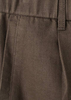Slim fit cropped linen-cotton trousers — Chocolate 10