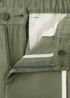 Slim fit cropped linen-cotton trousers — Forest Green 10