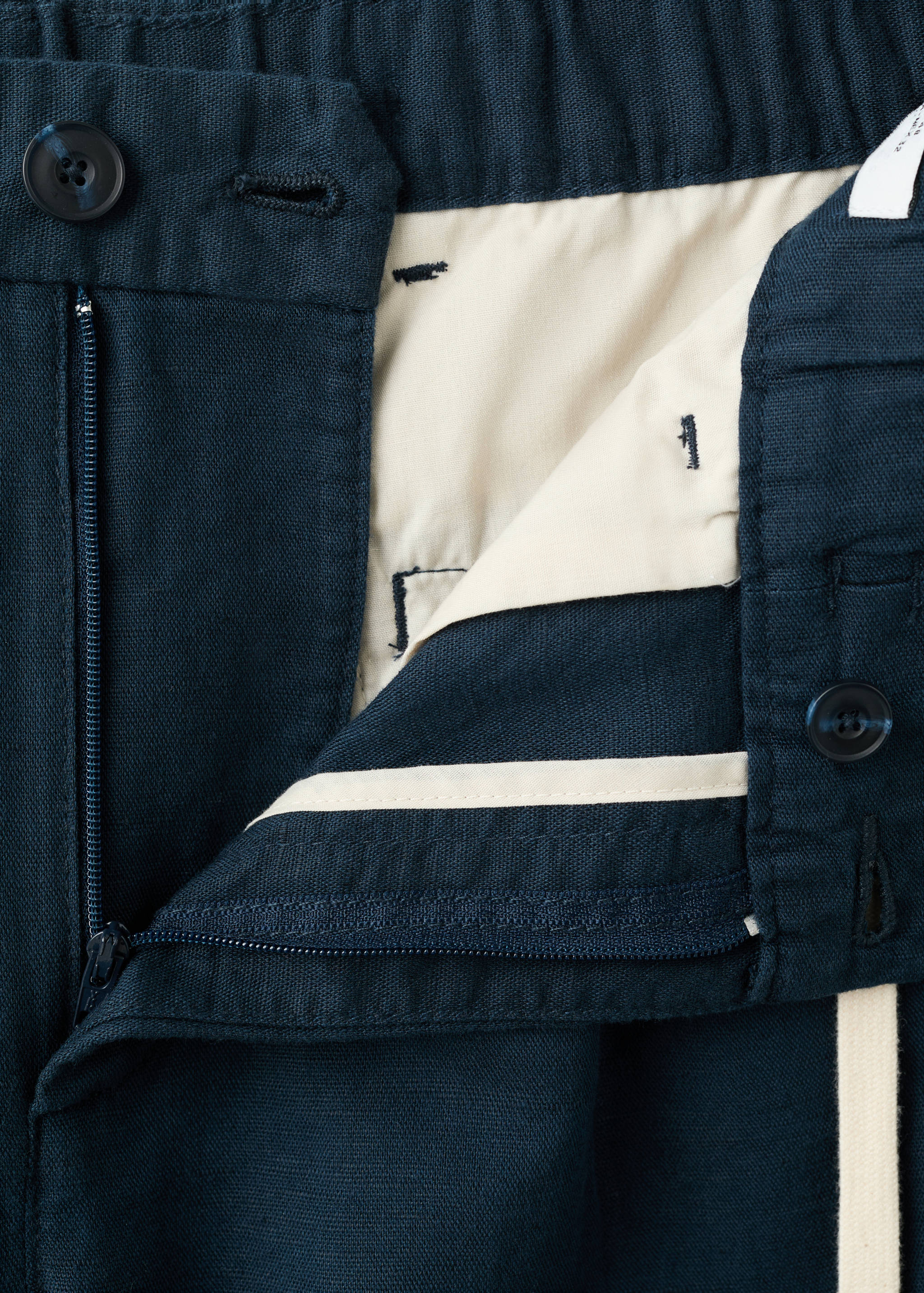 Pantalon en lin et coton coupe slim cropped - Détail de l'article 0