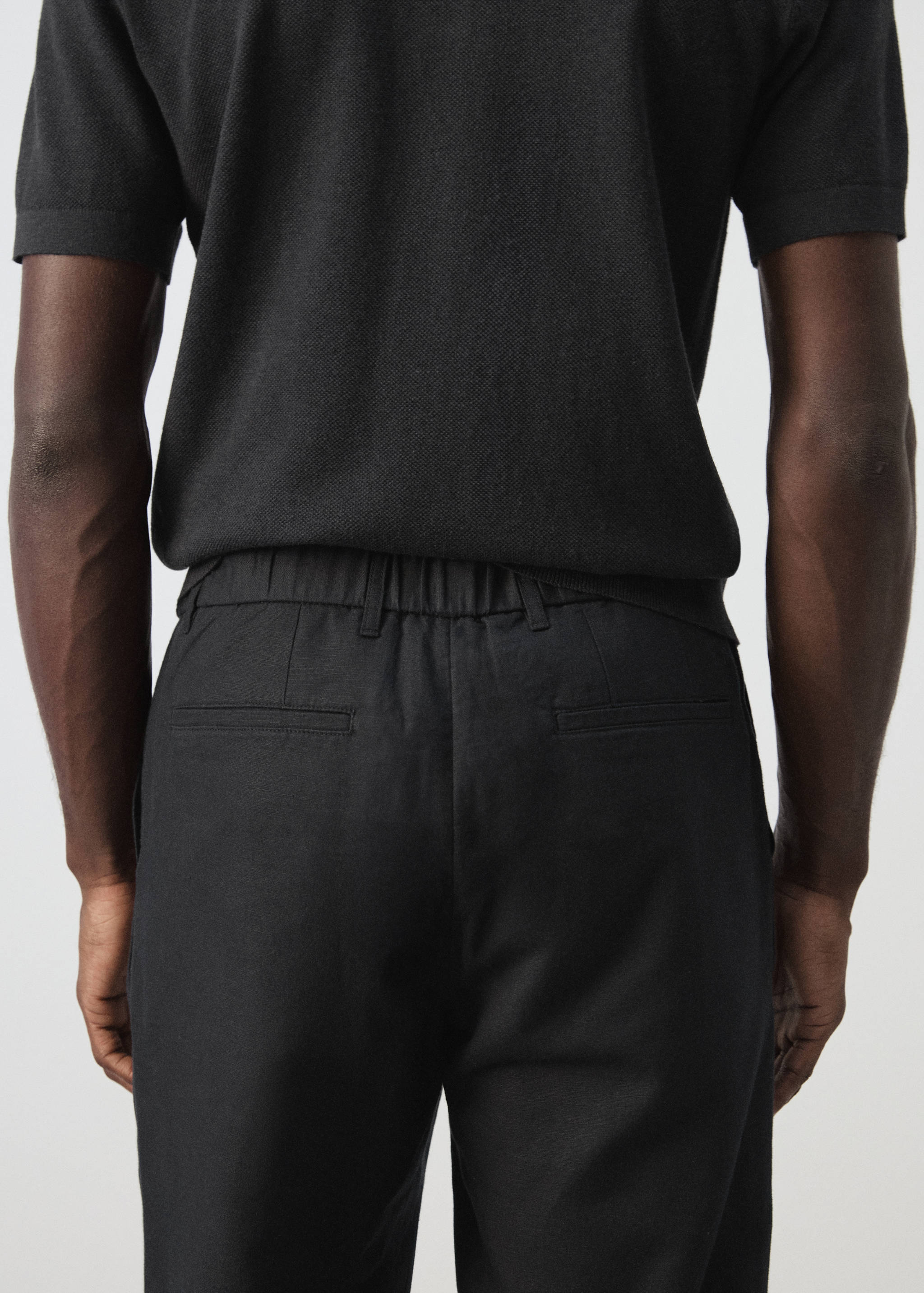 Slim-fit cropped linen-cotton pants - Details of the article 3