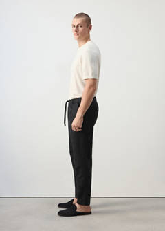 Slim fit cropped linen-cotton trousers — Black 6