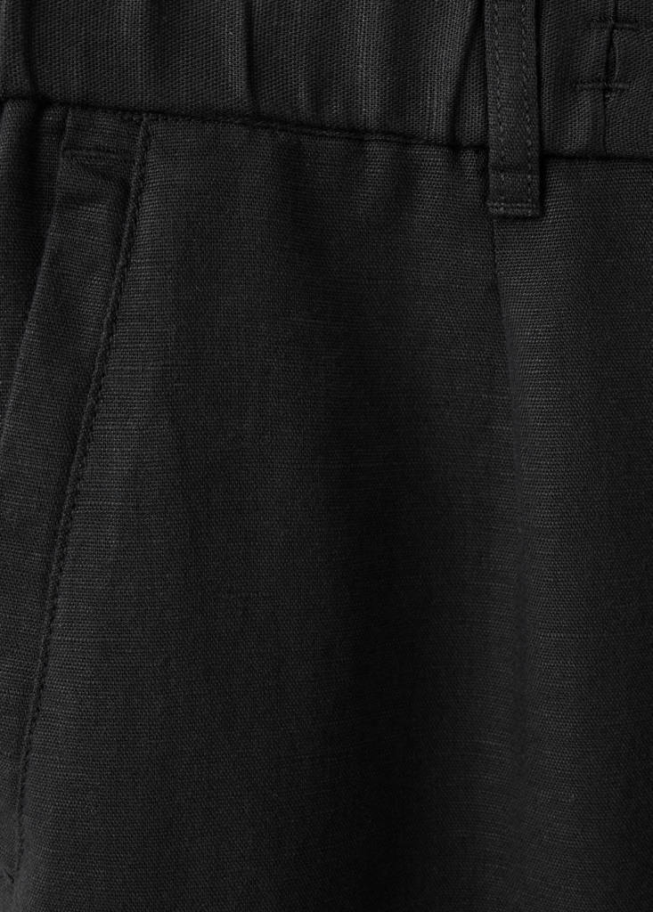Slim fit cropped linen-cotton trousers — Black