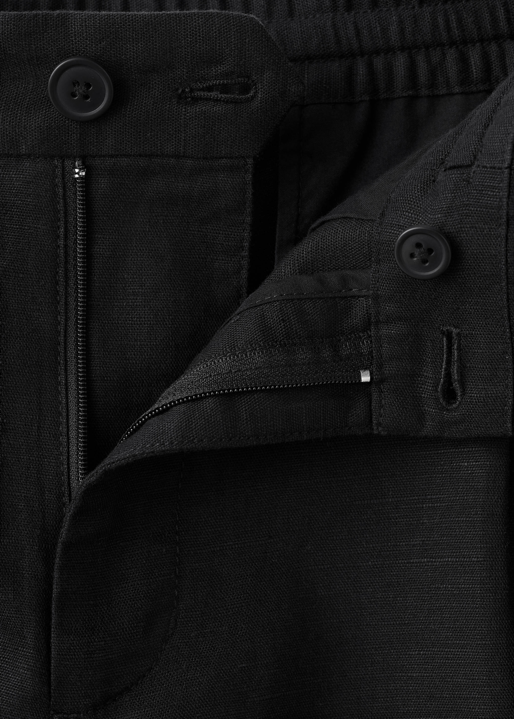 Pantalon en lin et coton coupe slim cropped - Détail de l'article 0