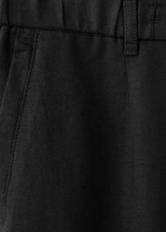 Slim fit cropped linen-cotton trousers — Black 9