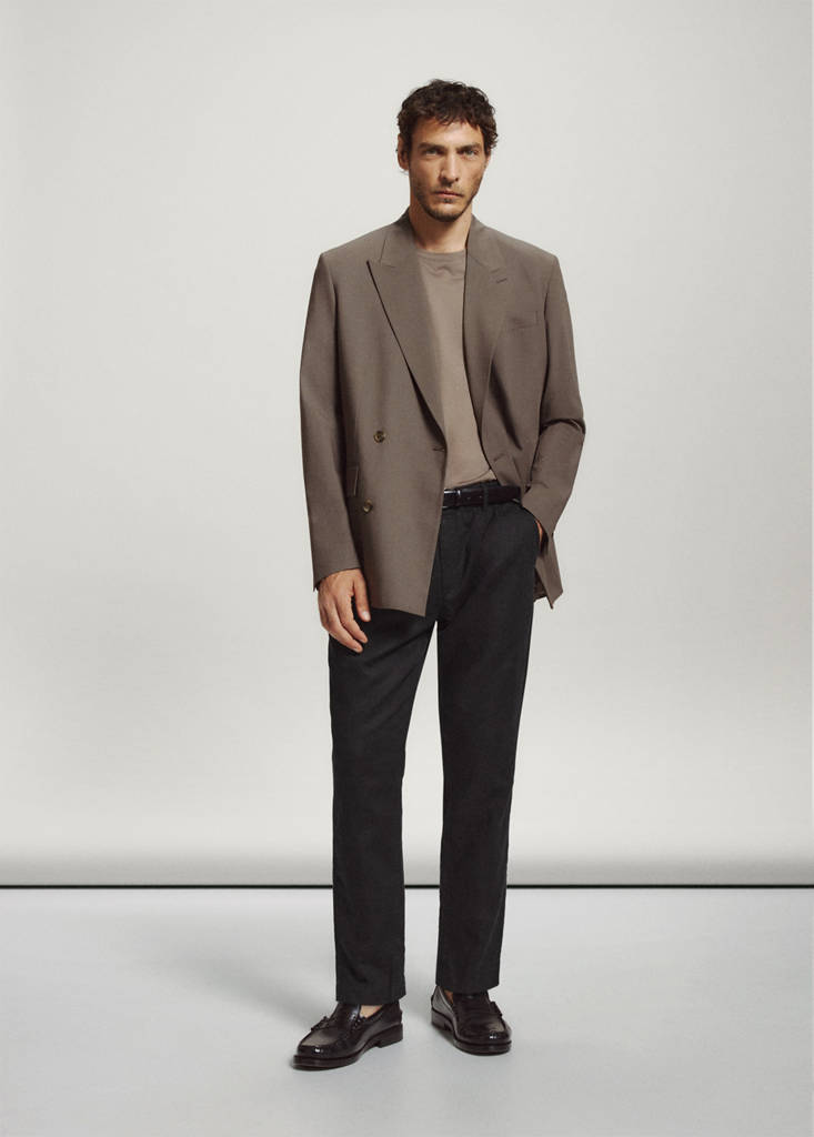 Slim fit cropped linen-cotton trousers — Black