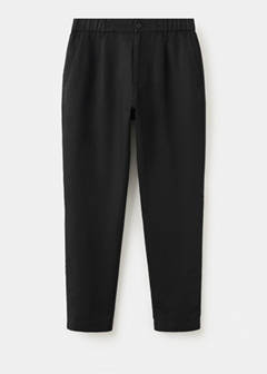 Slim fit cropped linen-cotton trousers — Black 7
